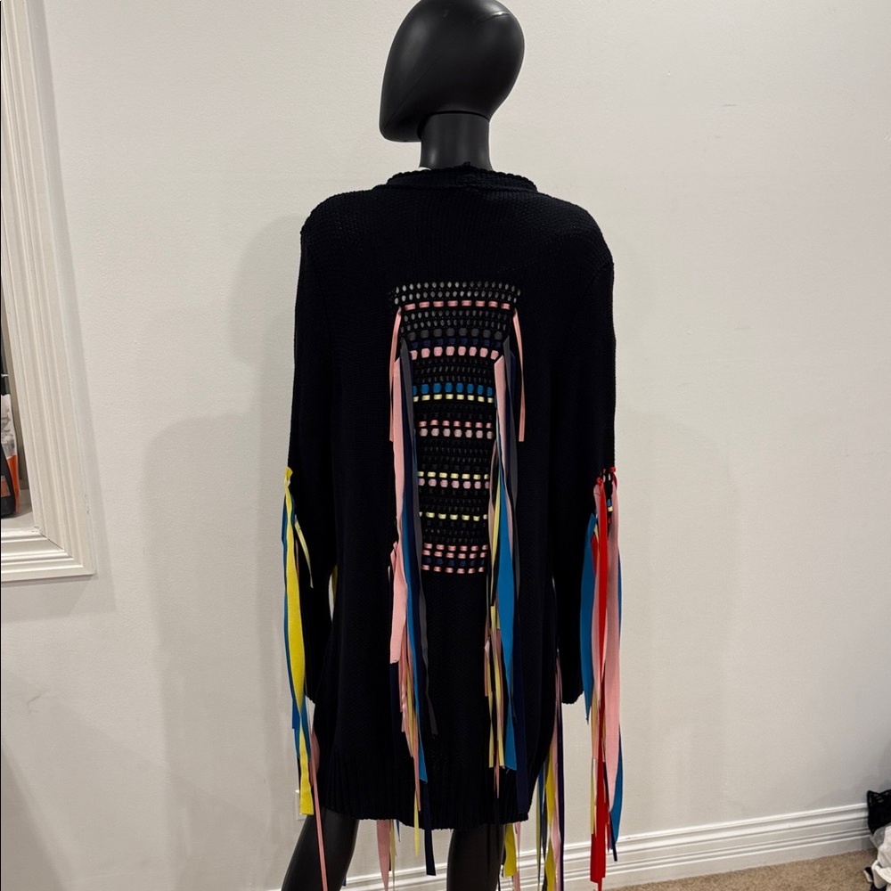 ✨ PREEN LINE by Thornton Bregazzi Fringe Multicolor Ribbon Statement Cardigan S - Picture 16 of 16